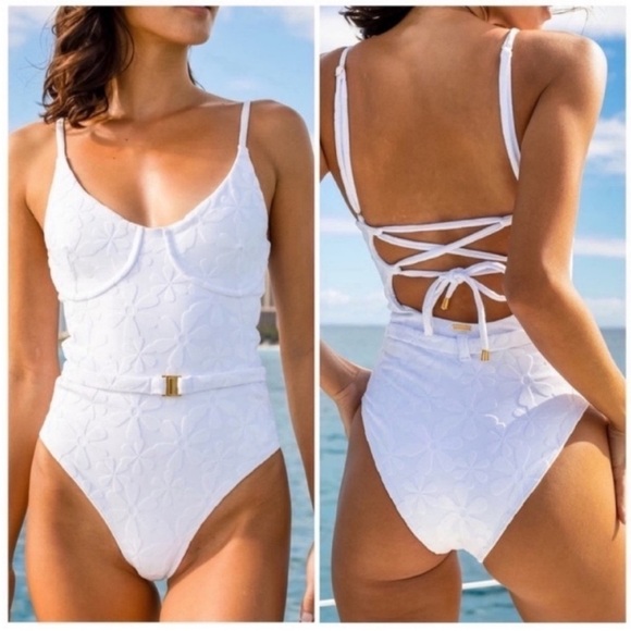 KENNY FLOWERS NWT The Santorini Floral Jacquard One Piece size M - Picture 1 of 8